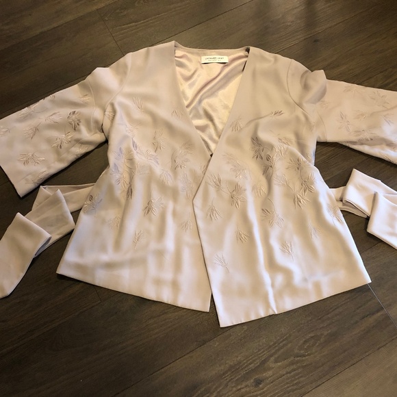 Kimono style Jacques Vert Embroidered lilac jacket - Picture 2 of 9